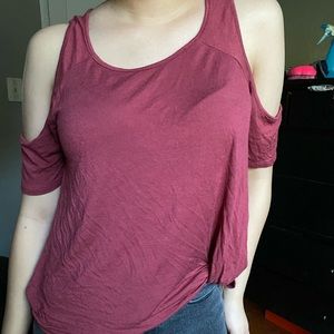 deep red blouse